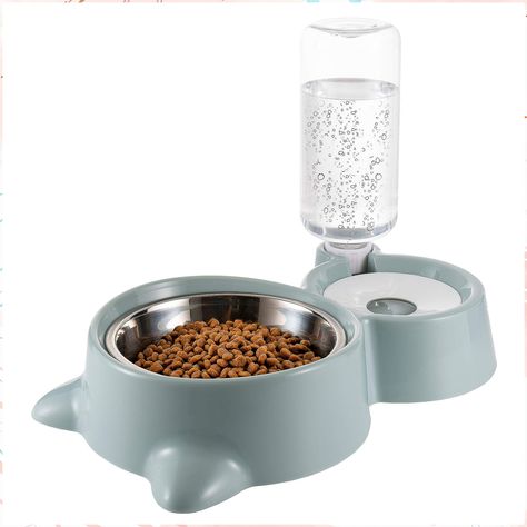 HXN Double Dog Cat Bowls, Water and Food Bowl Set with Detachable Stainless Steel Bowl, Automatic Water Dispenser Bottle, Pet Stainless Steel Dog Bowls, Best Cat Food, Dog Food Bowls, Cat Food Bowl, Cat Feeder, Stainless Steel Bowl, Pet Feeder, Medium Sized Dogs, Water Bowl