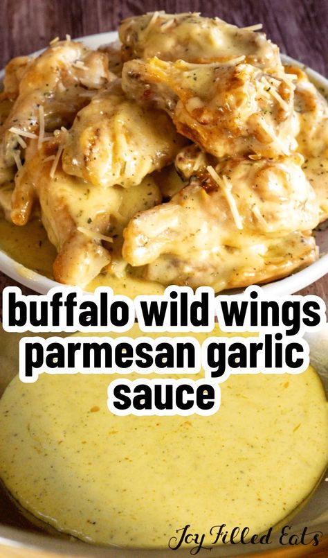 This Buffalo Wild Wings Parmesan Garlic Sauce Recipe is the perfect copycat recipe! You'll never need to order out for wings again! Wings Garlic Parmesan, Parmesan Garlic Sauce, Buffalo Wild Wings Sauces, Pumpkin Recipes Keto, Parmesan Wing Sauce, Parmesan Wings, Wing Sauce Recipes, Garlic Sauce Recipe, Garlic Parmesan Sauce