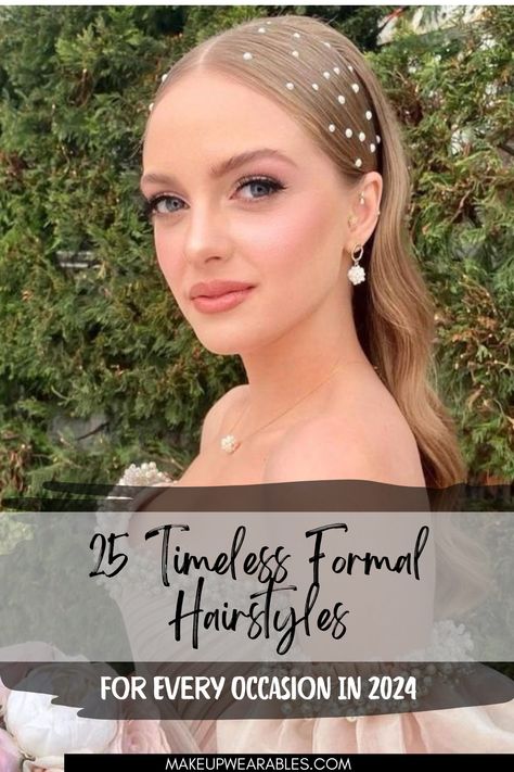 25 Timeless Formal Hairstyles for Every Occasion Sleek Wedding Guest Hairstyles, Modern Formal Hairstyles, Hairstyle With Strapless Dress, Sleek Hairstyles Wedding, Formal Hairstyles All Down, Hairstyles For Strapless Dress Formal, Hair Styles For High Neck Dress, Event Hairstyles Medium, Formal Updos For Medium Length Hair