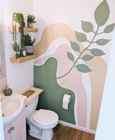 How To Paint Behind A Toilet, Bathroom Wall Mural, Wc Decoration, Seni Mural, Bathroom Mural, Wall Murals Diy, Creative Wall Painting, Honey Do, Room Wall Painting