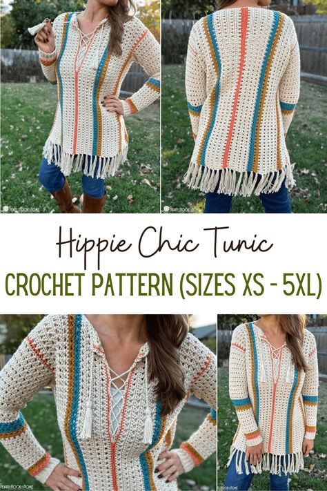 Crochet Clothes Free Patterns Women, Hippie Crochet Cardigan, Easy Crochet Tops Free Patterns Summer, Crochet Boho Dress Pattern Free, Boho Crochet Patterns Free Bohemian, Boho Crochet Ideas, Crochet Hippie Clothes, Boho Crochet Patterns Free, Crochet Tunic Free Pattern