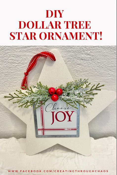 Dollar Tree Stars, Dollar Tree Wood Star Crafts, Dollar Tree Star, Christmas Tree Dyi, Diy Farmhouse Christmas, Paint Lessons, Dt Crafts, Dollar Tree Christmas Decor, Dollar Store Christmas Crafts