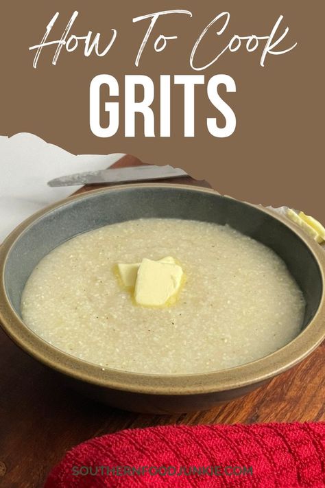 If never had Grits but are interested in how to cook them, this post will give you my tips and tricks of how I cook them. This grits recipe is a great base to cook a shrimp and grits recipe or just to have grits for breakfast. This grits recipe will have a creamy texture without using milk or heavy cream. Southern Grits, Quick Grits, How To Cook Grits, Corn Grits, Creamy Grits, How To Cook Corn, Grits Recipe, Shrimp And Grits, Biscuits And Gravy