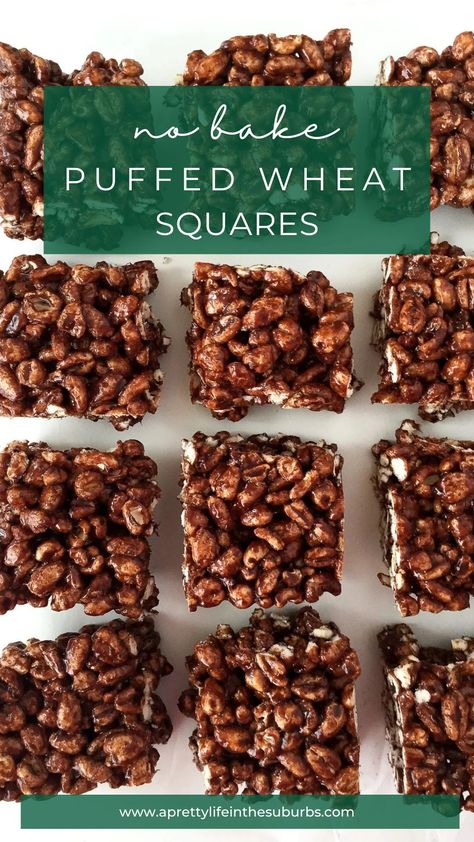 Wheat Puff Squares, Wheat Puff Recipe, Puff Wheat Cake, Chocolate Puffed Wheat Squares, Puffed Wheat Squares Gooey, Puff Wheat Squares, Puffed Wheat Cake, Puffed Wheat Cereal, Puffed Wheat Squares