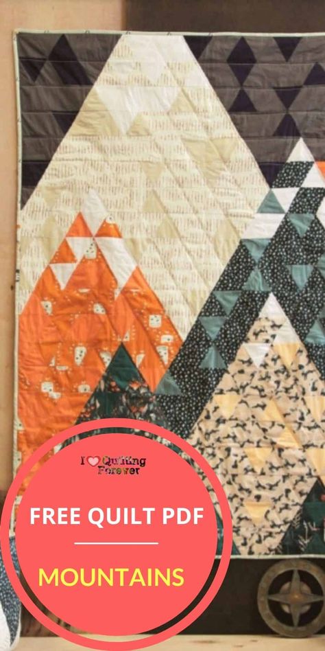 Wilderness Quilt Patterns Free, Mountain Baby Quilt Patterns, Free Mountain Quilt Pattern, Quilting Free Patterns, Small Quilts Patterns Free, Mountain Quilt Block Free Pattern, Mountain Quilt Pattern Free, Camping Quilt Pattern, Boys Quilts Ideas