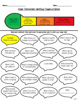 Anger Thermometer, Identifying Triggers, Identify Triggers, Social Skills Lessons, Social Skills Groups, Elementary Counseling, Social Skills Activities, Jane Smith, Teaching Social Skills