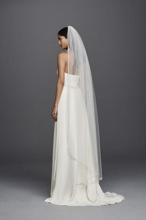 Found: a classic floor-length veil from Jenny Packham Wonder, available at David's Bridal Lilly Ghalichi Wedding, Waltz Veil, Jenny Packham Wedding Dresses, Dupatta Bridal, Bridal Scarf, Veils Cathedral, Elbow Length Veil, Birdcage Veils, Veil Length