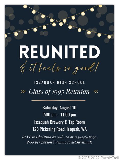 Class Reunion Invitations, Reunion Invitations, College Class, Modern Hanging Lights, College Classes, Class Reunion, High School Classes, Fairy Light, Tap Room