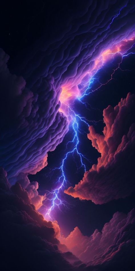 Thunderstorm Wallpaper Iphone, Acrylic Painting Of Clouds, Colorful Landscape Paintings Acrylics, Colorful Lightning, Lightning Art, Attractive Wallpapers, Cool Galaxy Wallpapers, Astronomy Pictures, Glittery Wallpaper