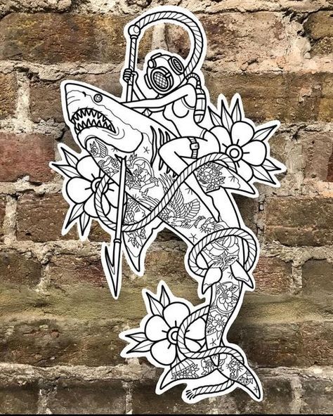 Tato Phoenix, Traditional Dagger Tattoo, Traditional Tattoo Outline, Fenrir Tattoo, Traditional Tattoo Stencils, Sam King, Inspo Tattoo, Traditional Tattoo Inspiration, Pirate Tattoo