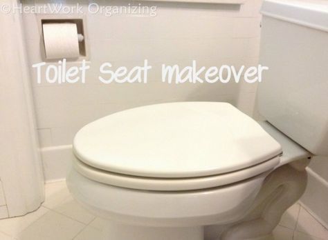 if the paint is coming off a wooden toilet seat from cleaning it, spray paint it white again Paint Toilet Seat, How To Paint Behind A Toilet, Vintage Glam Bathroom, Reupholster Dining Room Chairs, Organising Tips, Never Assume, Colored Toilets, Wooden Toilet Seats, Chair Seat Covers