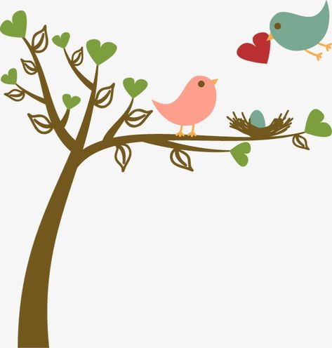 Bird On Tree Drawing, Cartoon Tree Drawing, Birds On Tree Drawing, Prismacolor Flowers, Tree Vector Png, Bird Drawing For Kids, Birds Cartoon, Village Drawing, Birds Vector