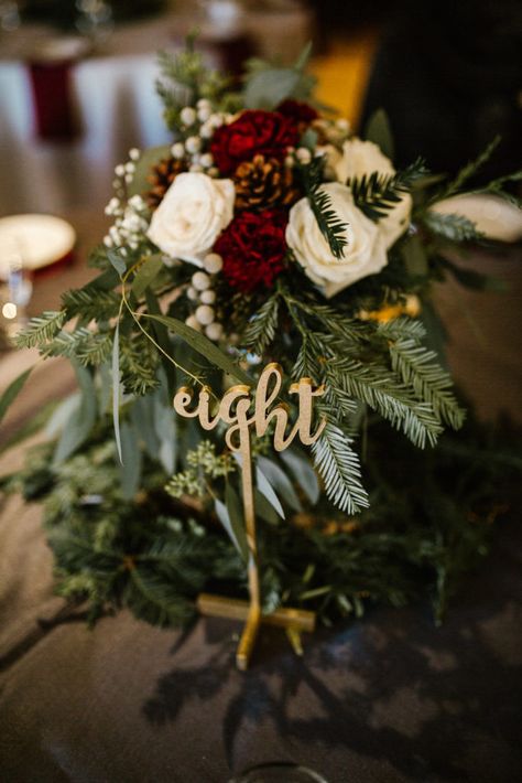 Grand Lake Colorado, Winter Wedding Centerpieces, Gold Table Numbers, Rose Centerpieces, Grand Lake, Gold Table, Fir Tree, Wedding Centerpiece, Nature Wedding