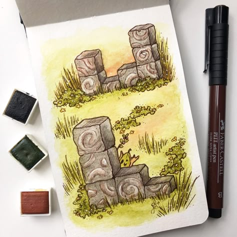 Korok Blocks Korok Forest, Korok Zelda, Zelda Korok, Zelda Drawing, Prima Watercolor, Hyrule Castle, Pitt Artist Pens, Legend Of Zelda Art, Markiplier Jacksepticeye