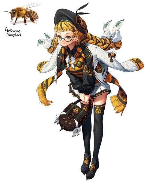 ArtStation - Honeybee girl, Rinotuna Japon Illustration, 캐릭터 드로잉, 판타지 아트, Korean Artist, 만화 캐릭터, 영감을 주는 캐릭터, Female Character Design, Character Design References, Cartoon Character