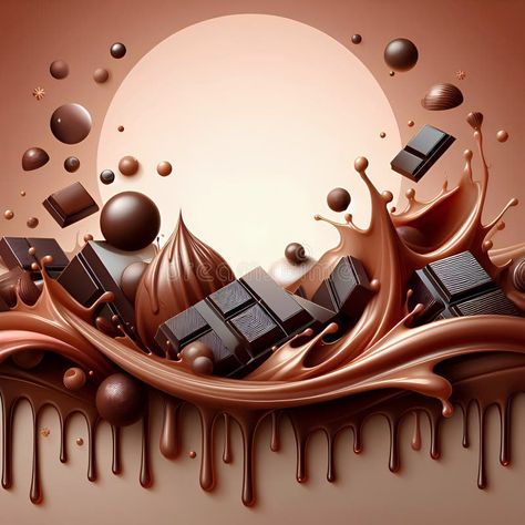 Chocolate cubes splashing and dripping Realistic chocolate day background stock photography Chocolate Invitation, Chocolate Cubes, Realistic Chocolate, International Chocolate Day, Chocolate Cube, Celebration Chocolate, Day Background, Chocolate Day, Chocolate Box