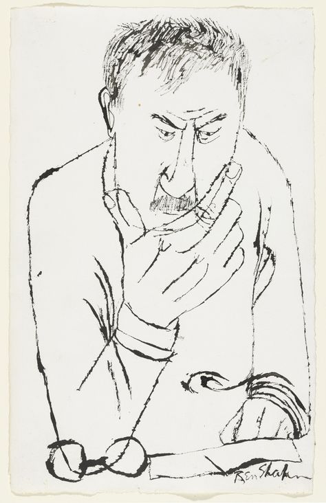 Ben Shahn. Self-Portrait. (1955) | MoMA Ben Shahn, Social Realism, Sumi E, 인물 사진, Life Drawing, Museum Of Modern Art, Famous Artists, 그림 그리기, American Artists