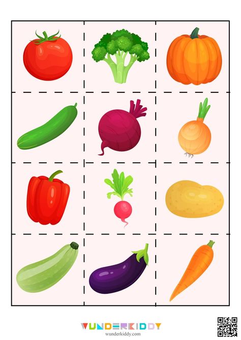 Vegetable Clipart Free Printable, Shadow Worksheet, Vegetables For Kids, Healthy Food Activities, Vegetable Chart, Vegetable Crafts, Game Fruit, Fruit Cards, Color Flashcards