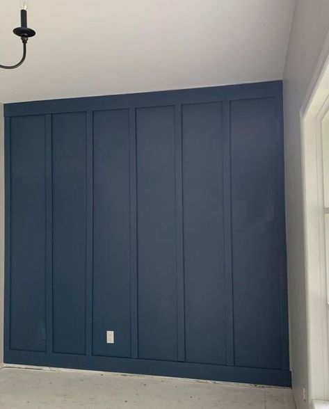 Follow for our rental transformations on Instagram @daytripperairbnb Blue Note Benjamin Moore Accent Walls, Navy Benjamin Moore Paint, Vandusen Blue Benjamin Moore, Newbury Port Blue Benjamin Moore, Bm Newburyport Blue, Newberry Port Blue Benjamin Moore, Dark Blue Board And Batten Wall, Navy Blue Board And Batten Wall, Navy Blue Shiplap Wall