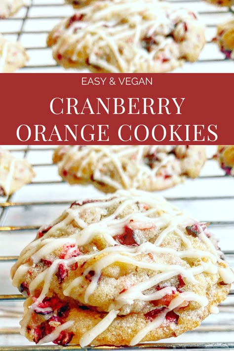 Vegan Cranberry Orange Cookies - Perfectly soft with a blend of citrus, sweet, and tart. These easy vegan cranberry orange cookies are a festive addition your holiday dessert table!  #cranberryorange #vegancookies #veganchristmascookies #cranberrycookies #thiswifecooksrecipes #cranberryorangecookieschristmas #cranberryorangecookiesrecipe #cranberryorangecookiessoft Vegan Cranberry Orange Cookies, Vegan Dessert Christmas, Easy Holiday Desserts Thanksgiving, Holiday Desserts Thanksgiving, Vegan Holiday Desserts, Cranberry Orange Cookies, Holiday Desserts Christmas, Vegan Christmas Cookies, Easy Holiday Desserts