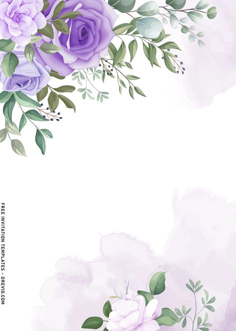 10+ Beautiful Purple And Light Blue Roses Birthday Invitation Templates | Download Hundreds FREE PRINTABLE Birthday Invitation Templates Purple Flower Frame, Purple Combination, Purple Invitation, Roses Birthday, Classy Invitations, Purple Invitations, Light Blue Roses, Rosé Birthday, Floral Cards Design