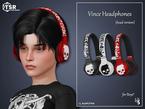 The Sims Resource - Sims 4 - Accessories - WisteriaSims - For Children - Vince Headphones v2 for Boys Headphones Sims 4 Cc, Sims 4 Headphones Cc, Sims 4 Cc Headphones, Ts4 Hair, Halloween City, Grunge Accessories, Sims 4 Children, Kids Headphones, Sims 4 Dresses