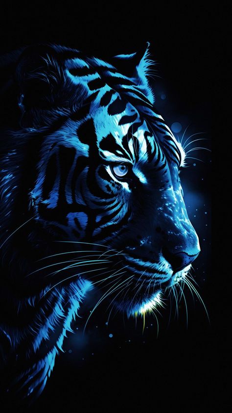 Tiger Pictures, Big Cats Art, Blue Tiger, Blue Lion, Tiger Art, Blue Tigers, Tiger Tattoo, Black Wallpaper