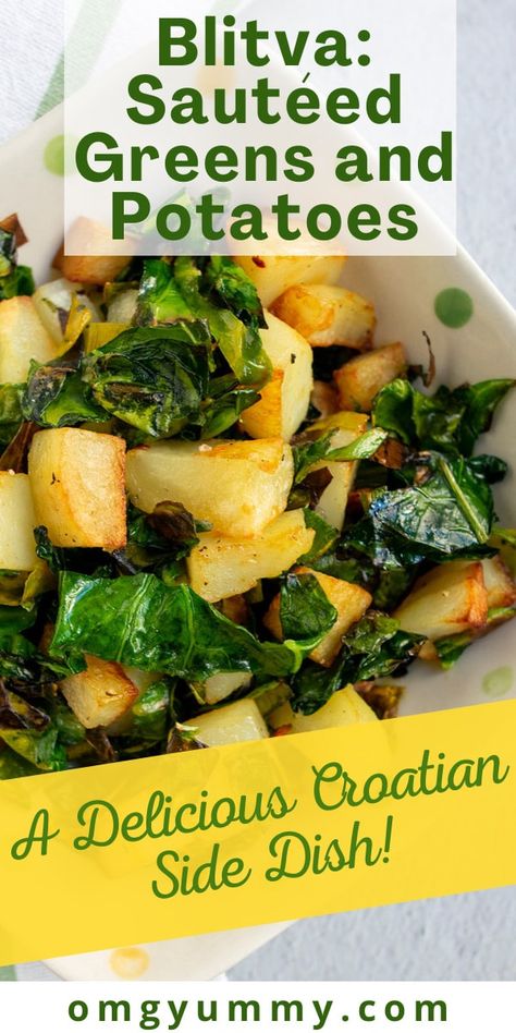 Croatian Swiss Chard And Potatoes, Swiss Chard With Potatoes, Green Chard Recipes, Leafy Green Recipes Meals, Dark Greens Recipes, Swiss Chard And Potatoes Recipes, Swiss Chard Recipes Soup, Blitva Recipe, Sauteed Swiss Chard Recipes