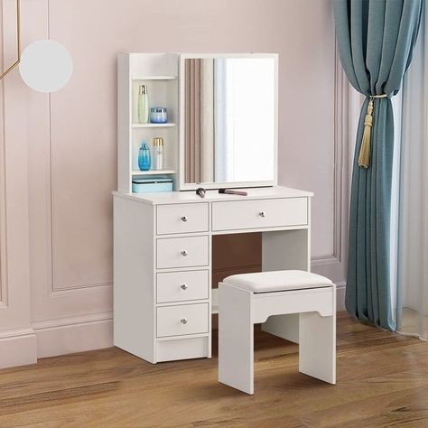 Makeup table available DM for order #namaslay #namaslaycustomstore #namaslaydecor Small Room Dressing Table Ideas, Small Dressing Table Ideas, Dressing Table Ideas Modern, Dressing Table Ideas, Modern Dressing Table Designs, Small Dressing Rooms, Stool Bedroom, Small Dressing Table, Beauty Room Vanity