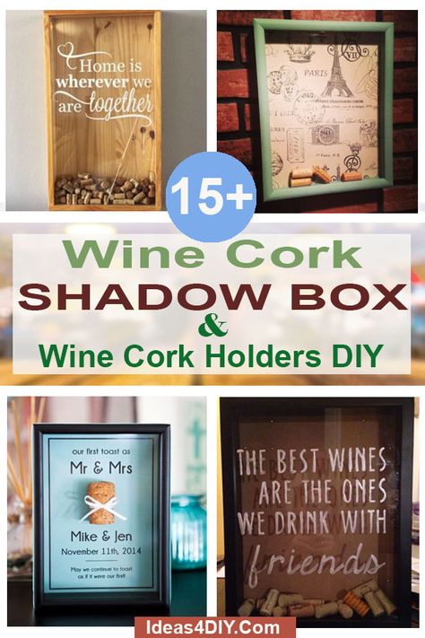 15+ Wine Cork Shadow Box & Wine Cork Holders DIY Wine Shadow Box Ideas, Cork Keepsake, Wine Cork Storage, Wine Cork Shadow Box, Cork Box, Unique Shadow Boxes, Decorated Boxes, Wine Cork Holder, Shadow Box Display Case