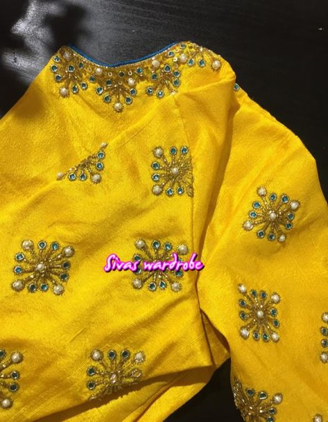 Yellow Pattu Blouse Maggam Work Designs, Pattu Blouse Maggam Work, Yellow Maggam Work Blouses, Yellow Blouse Maggam Work, Pattu Blouse Maggam Work Designs, Blouse Maggam Work Designs, Yellow Blouse Designs, Blouse Maggam Work, Boat Neck Blouse Design