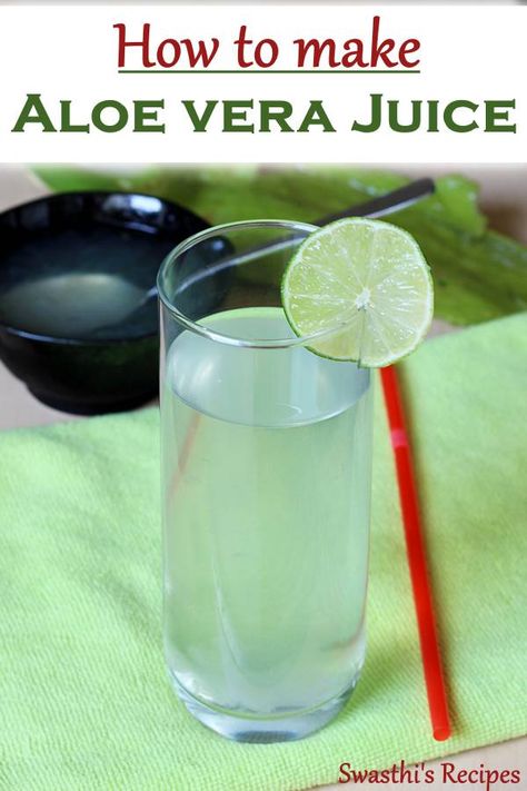 How to make aloe vera juice at home - This detailed post will help you to make your own aloe vera juice at home with simple and basic ingredients. Making juice at home is more hygienic & economical so we never drink any kind of juice either in eateries, cafes or juice bars. This aloe vera juice is one such beverage we drink at times when on a health spree. Growing up I would see the middle aged and the elderly women in our neighborhood knock our doors asking for a leaf from the aloe Vera ... How To Prepare Aloe Vera To Eat, Aloe Vera Juice Recipes, Healing Drinks, Aloe Vera Juice Benefits, Smoothies Green, Juice Bars, Aloe Vera Drink, Healthy Nutrition Plan, Chloe Decker