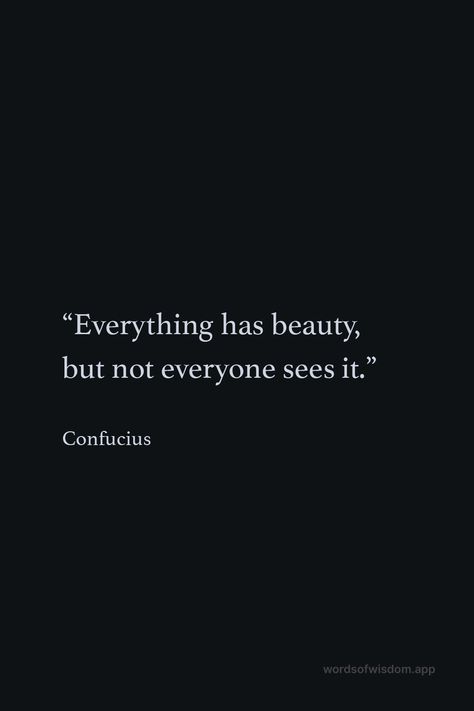 Everyone Has Beauty But Not Everyone Sees It, Everything Has Beauty But Not Everyone, Quotes By Confucius, Confucius Quotes Wisdom, Confucius Quotes Funny, Curious Quotes, See Beauty In Everything, Masculine Quotes, Godfather Quotes