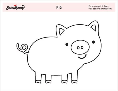 Pig Coloring Pages That'll Have Your Kiddo Squealing With Joy Pig Template Free Printable, Pig Template, Pig Coloring Pages, Feral Pig, Preschool Farm, Pig Crafts, Farm Preschool, Printables For Kids, Scary Mommy