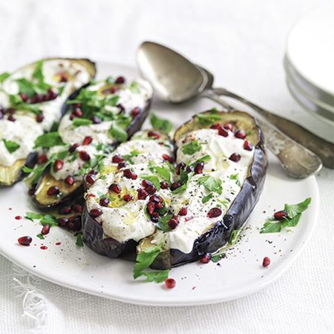 Eggplant with Yoghurt Sauce | MiNDFOOD Yoghurt Sauce, Yoghurt Recipe, Eggplant Dishes, Lebanese Recipes, Yogurt Recipes, Eggplant Recipes, Light Lunch, Middle Eastern Recipes, Mediterranean Recipes