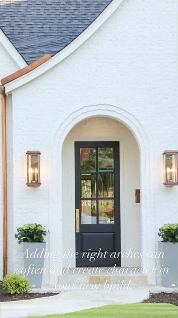 Modern Arched Front Door, Arch Front Porch, Exterior Arches Front Porches, Wood Arch Front Door, Arched Wood Front Door, Arched Exterior Doors Lowe's, Single Arched Front Door Solid Wood, Painted Front Doors, Modern Farmhouse Exterior