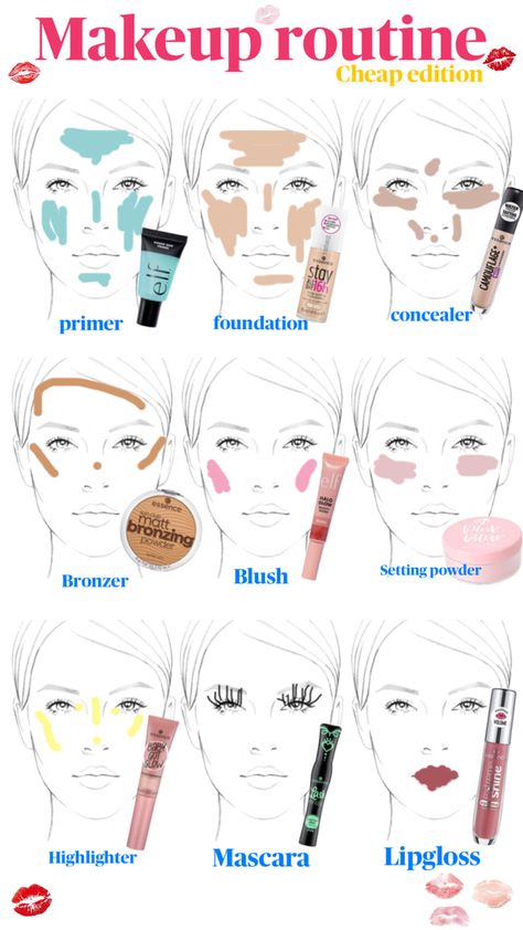 On my last post about a makeup routine I got a lot of comments saying that the makeup was way too expensive for them and I can understand that not everyone can afford that type of makeup so here is one with very cheap makeup Good Cheap Makeup, Makeup Chart, Type Of Makeup, Best Cheap Makeup, Makeup Tuts, Makeup Charts, Face Tips, Simple Makeup Tips, Types Of Makeup