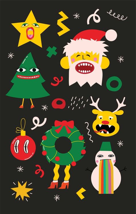 Merry Christmas and Happy New Year 2023 🎄#christmas #santa #stickers #virinaflora #card #illustration #design New Year Stickers 2023, Happy New Year 2023 Illustration, New Years Eve Illustration, Happy Govardhan, Santa Stickers, Christmas Graphic Design, New Year Illustration, Happy New Year Design, Happy New Year 2023