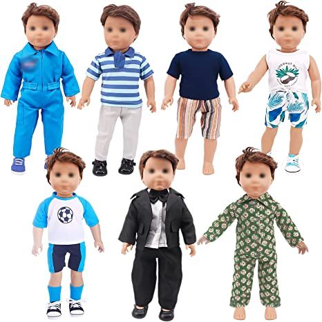 Amazon.com: SOTOGO 7 Sets 18 Inch Boy Doll Clothes Doll Outfits Doll Accessories for American 18 Inch Boy Doll : Toys & Games Baby Boy Doll Clothes, American Boy Doll, Boy Doll Clothes, Doll Backpack, Outfit Birthday, American Boy, Doll Wardrobe, Doll Outfits, Clothes Outfit