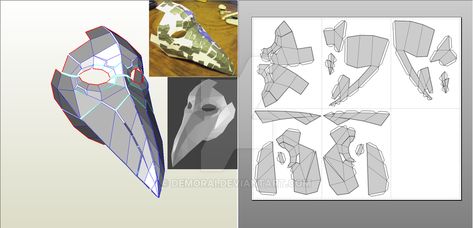 Plague Doctor Mask Pepakura by Demorai.deviantart.com on @DeviantArt Skyrim Dragon Priest, Dragon Priest, Paper Mask Template, Skyrim Dragon, Cardboard Mask, Plague Mask, Plague Doctor Mask, Doctor Mask, Polygon Art