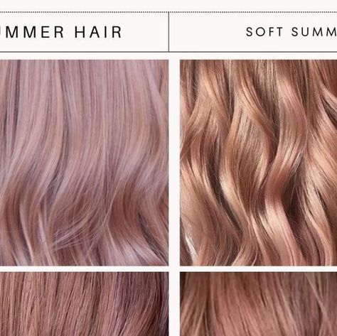 Colour Analysis | Style Session | Shopper on Instagram: "SOFT SUMMER HAIR INSIRATION🤍 Rose gold For a soft summer hair color, consider cool and subtle tones such as ash brown, cool blonde, or a delicate cool-toned brunette to complement the muted and soft palette associated with the summer season. Visit my website to learn your best colours @imageconsultantmaidenhead Visit my website to learn your best colours!" Subtle Rose Gold Hair, Soft Summer Hair Color, Soft Summer Hair, Rose Gold Toner, Rose Gold Balayage, Soft Palette, Colour Analysis, Champagne Blonde, Personal Color