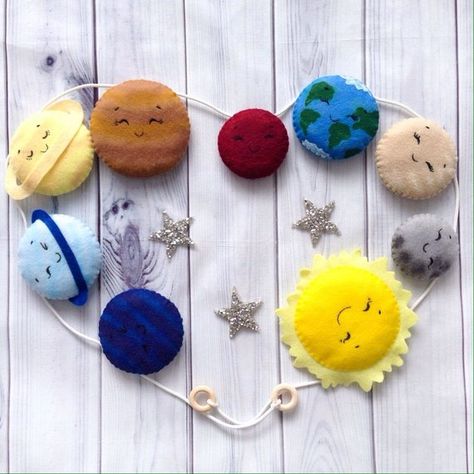 Felt Planets, Solar System Party, Space Wall Decor, Decor Planet, Moon Mobile, Felt Boots, Solar System Planets, Felt Owl, Baby Banners