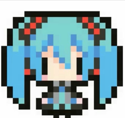 Miku Bead Patterns, Hatsune Miku Perler Beads Pattern, Hatsune Miku Pixel Art Grid, Miku Pixel Art Grid, Hatsune Miku Drawing Easy, 8bit Characters Pixel Art, Miku Perler Bead Patterns, Miku Drawing Easy, Hatsune Miku Perler Beads