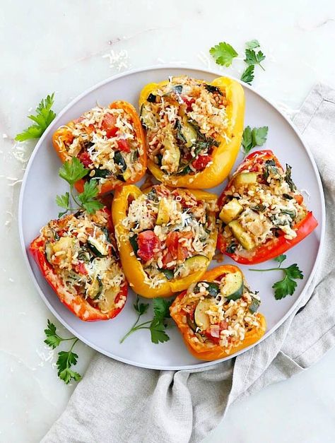 Pepper Recipes Healthy, Blistered Tomatoes, Italian Stuffed Peppers, Veggie Patties, Oaxaca Cheese, Vegetarian Italian, Healthy Italian, Sweet Potato Black Beans, Bell Pepper Recipes