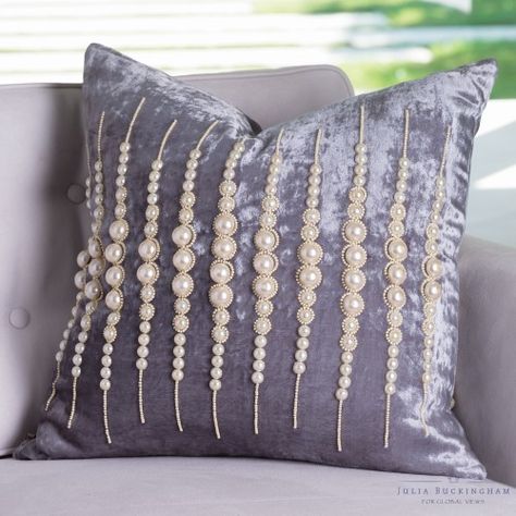 Embellished Pillows, Bow Pillows, Bed Cover Design, Room Storage Diy, Beaded Pillow, Diy Pillow Covers, Pillow Crafts, Bantal Sofa, Cushion Cover Designs