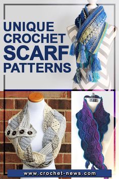 Unique Crochet Scarf, Unusual Crochet, Crochet Scarf Patterns, Crochet Ruffle Scarf, Crochet Flower Scarf, Hairpin Lace Crochet, Braided Scarf, Unique Scarf, Easy Crochet Hat