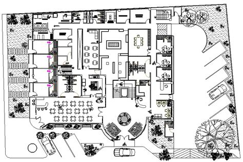 4 Star Hotel plan The architecture layout plan of 4 Star Hotel plan. Hotel Lobby Floor Plan Layout, Hotel Site Plan, Hotel Lobby Floor Plan, Lobby Floor Plan, Lobby Plan, Hotel Room Design Plan, Restaurant Floor Plan, Forest Hotel, Hotel Design Architecture