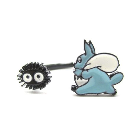 Chuu Totoro and Dustbunnies My Neighbor Totoro Inspired Adjustable Ring | DOTOLY Totoro Stuffed Animal, Cute Store, Black Kitty, Enamel Plate, Kiki's Delivery Service, My Neighbor Totoro, Miyazaki, Open Ring, Animal Jewelry