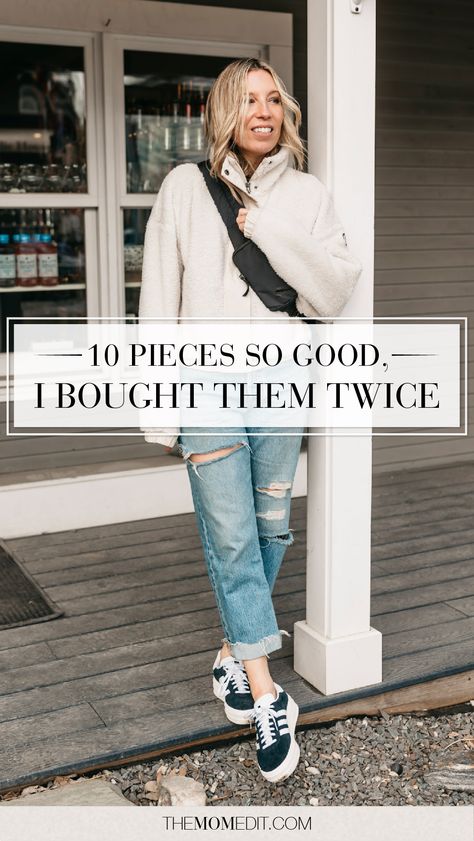 Here's fresh, timeless, & practical pieces that have made everyday dressing easier. From rag&bone tees to Adidas sneakers, these are some of the most useful pieces I own. | #TheMomEditStyle #FashionBlog #OutfitIdea #StyleTips #TopPicks #ClosetFaves #WorthIt #BestOf2023 #FavoriteBuys #WardrobeEssentials #Sneakers #Sweaters #Jeans #Boots #Coats Winter Jeans And Sneakers Outfit, Womens Casual Shoes With Jeans, Casual Friday Work Outfits Winter, Adidas Platform Sneakers, Casual Friday Work Outfits, Jeans And Sneakers Outfit, Mom Wardrobe, Fashion Capsule Wardrobe, Cozy Boots