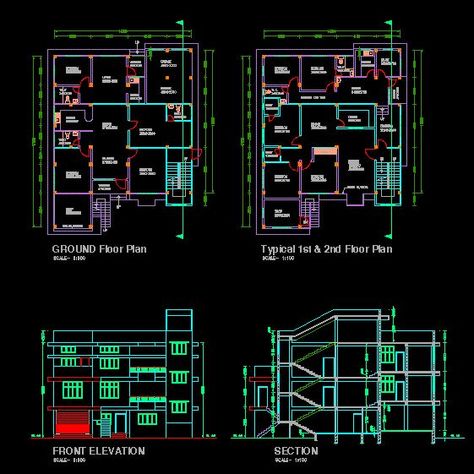 Autocad Plan Drawing, Autocad Drawing Floor Plans, Multistory Buildings, Autocad Plan, Autocad Free, Residential Building Plan, Autocad Tutorial, Multifamily Housing, Civil Engineering Design